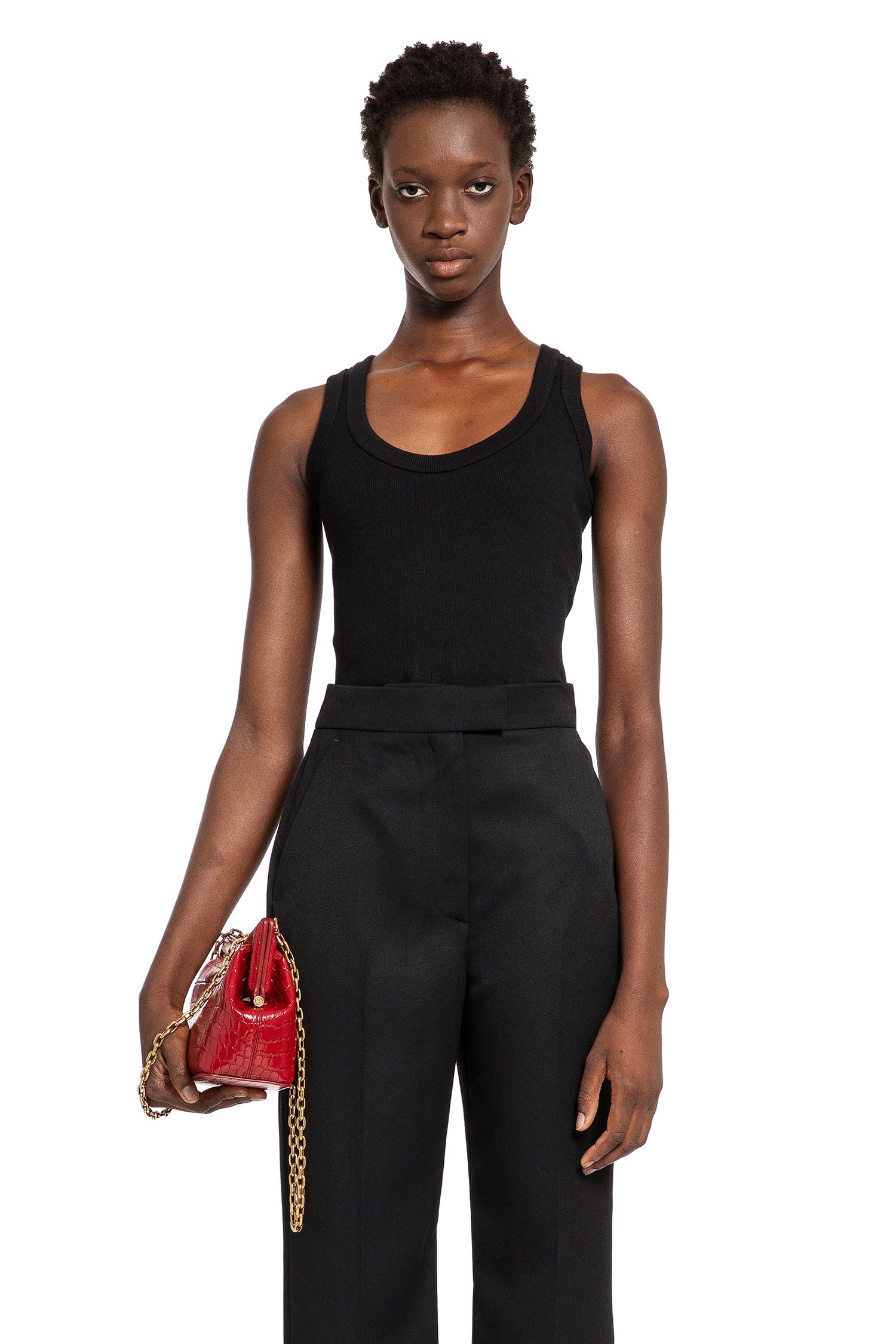 ALEXANDER MCQUEEN WOMAN BLACK T-SHIRTS & TANK TOPS