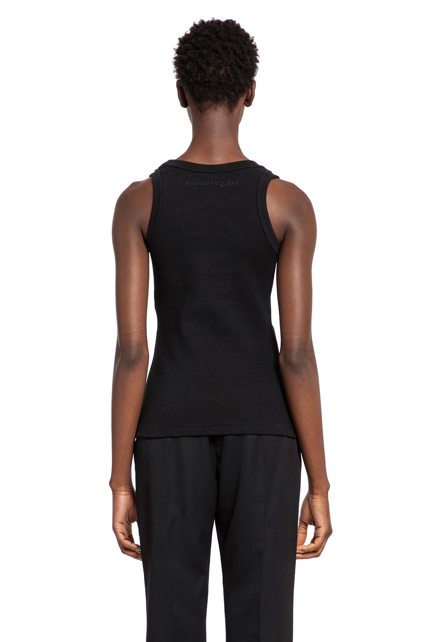 ALEXANDER MCQUEEN WOMAN BLACK T-SHIRTS & TANK TOPS