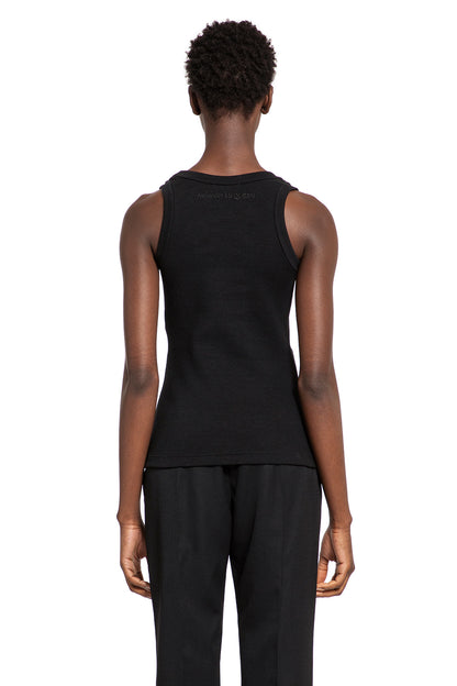 ALEXANDER MCQUEEN WOMAN BLACK T-SHIRTS & TANK TOPS