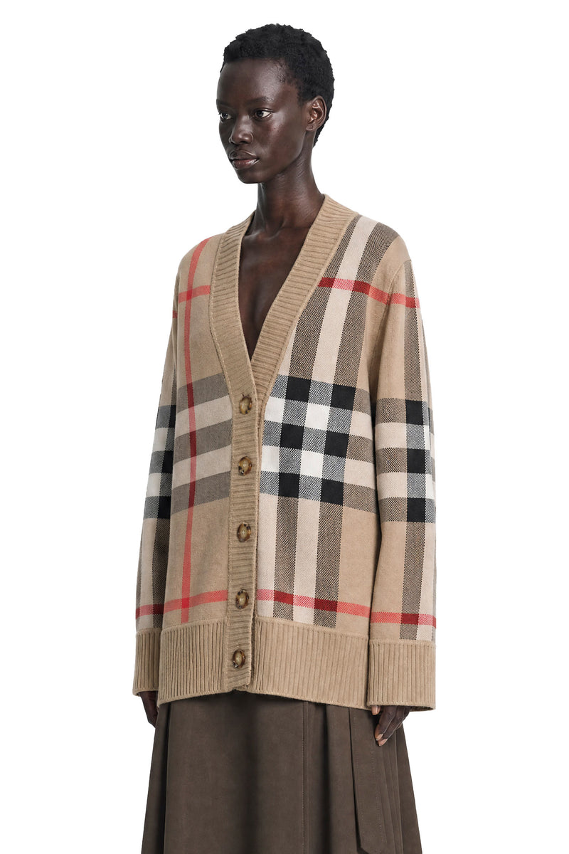 BURBERRY Check Wool Blend Cardigan woman