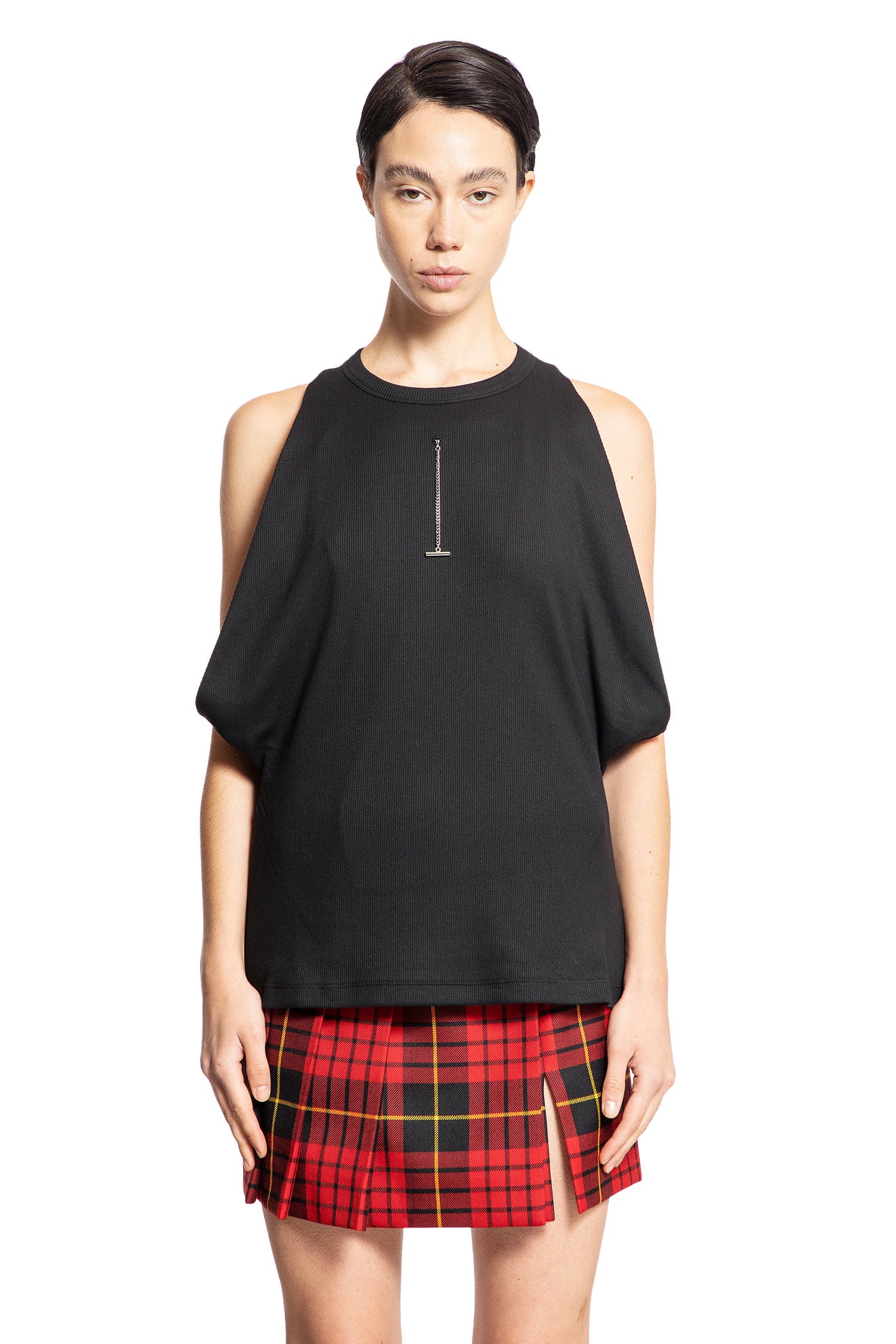 ALEXANDER MCQUEEN WOMAN BLACK T-SHIRTS & TANK TOPS