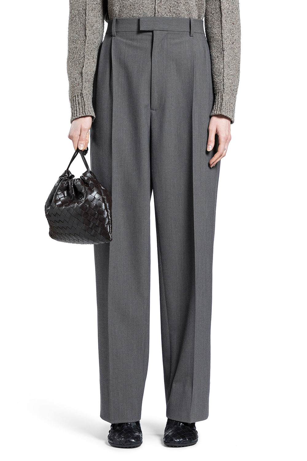 BOTTEGA VENETA WOMAN GREY TROUSERS