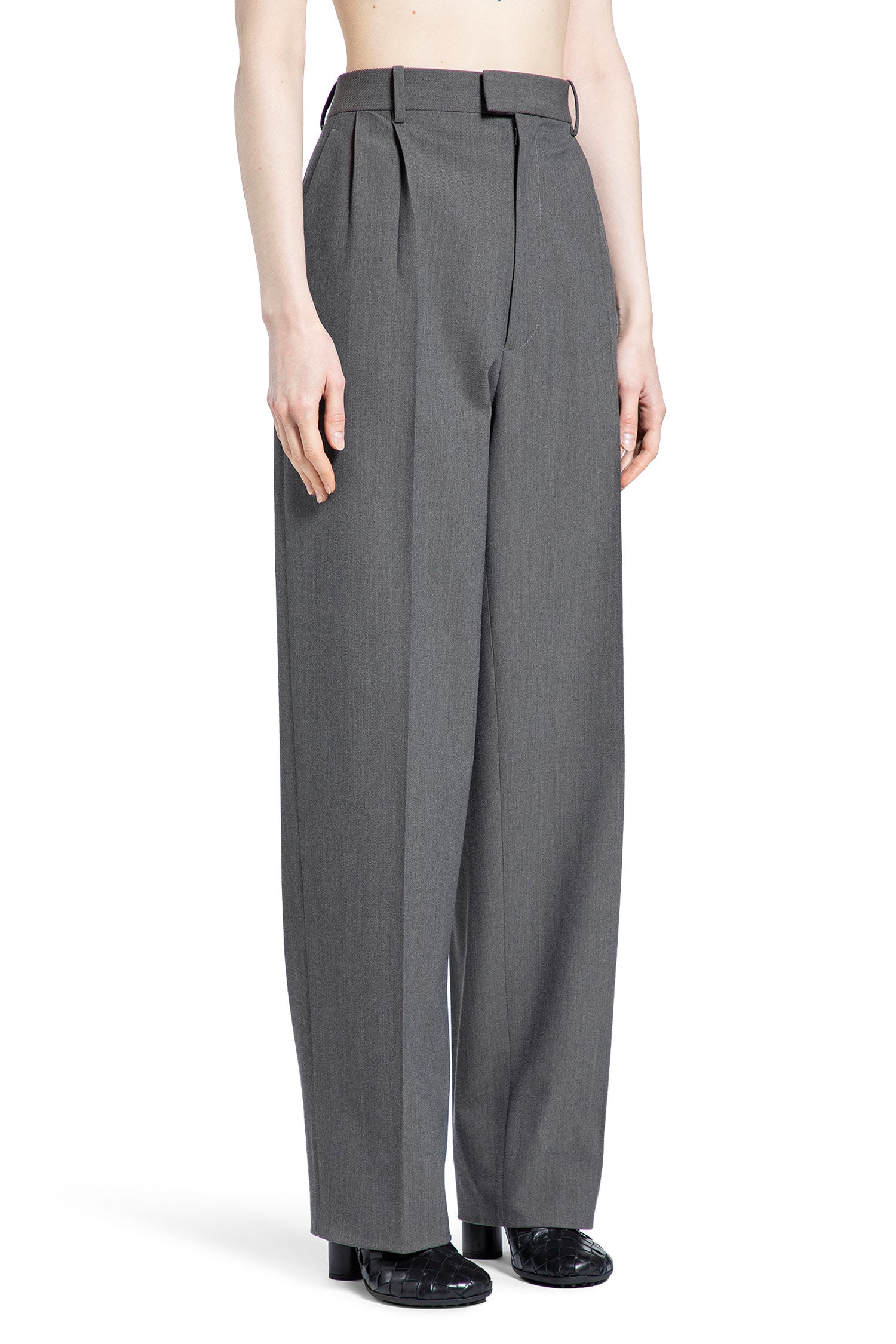 BOTTEGA VENETA WOMAN GREY TROUSERS