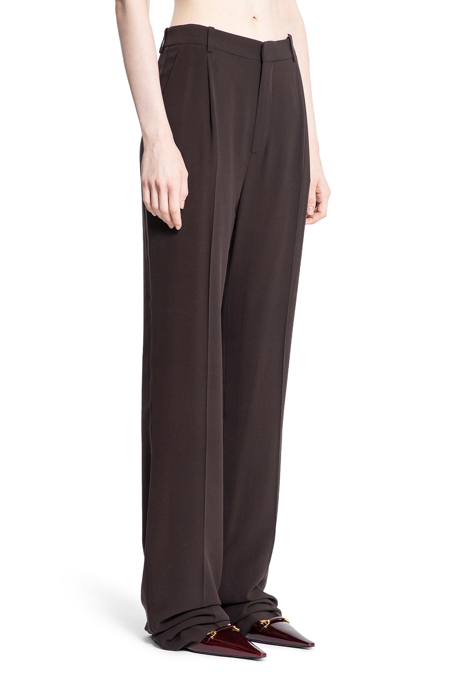 SAINT LAURENT WOMAN BROWN TROUSERS