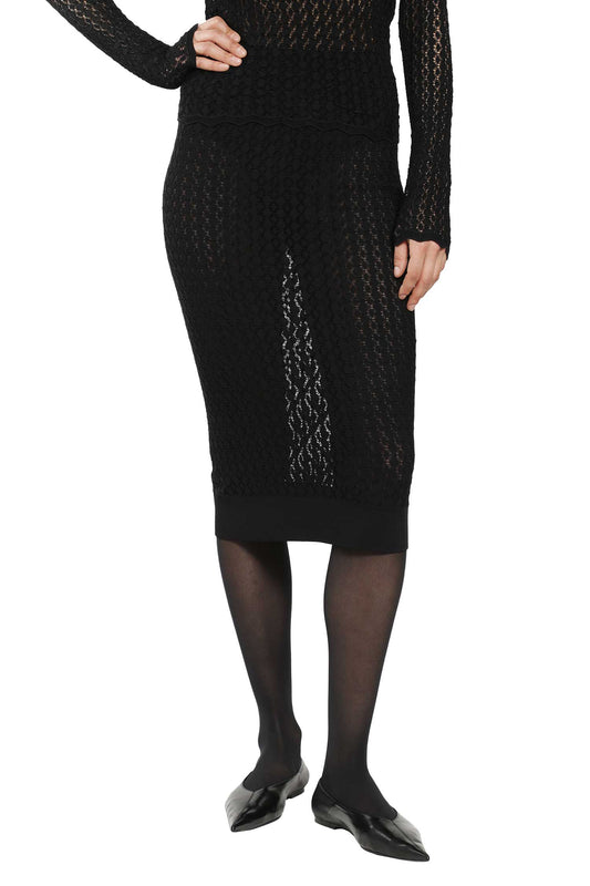 Midi Skirt in Pointelle Knit
