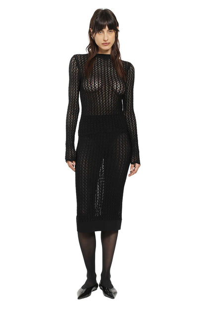 Midi Skirt in Pointelle Knit