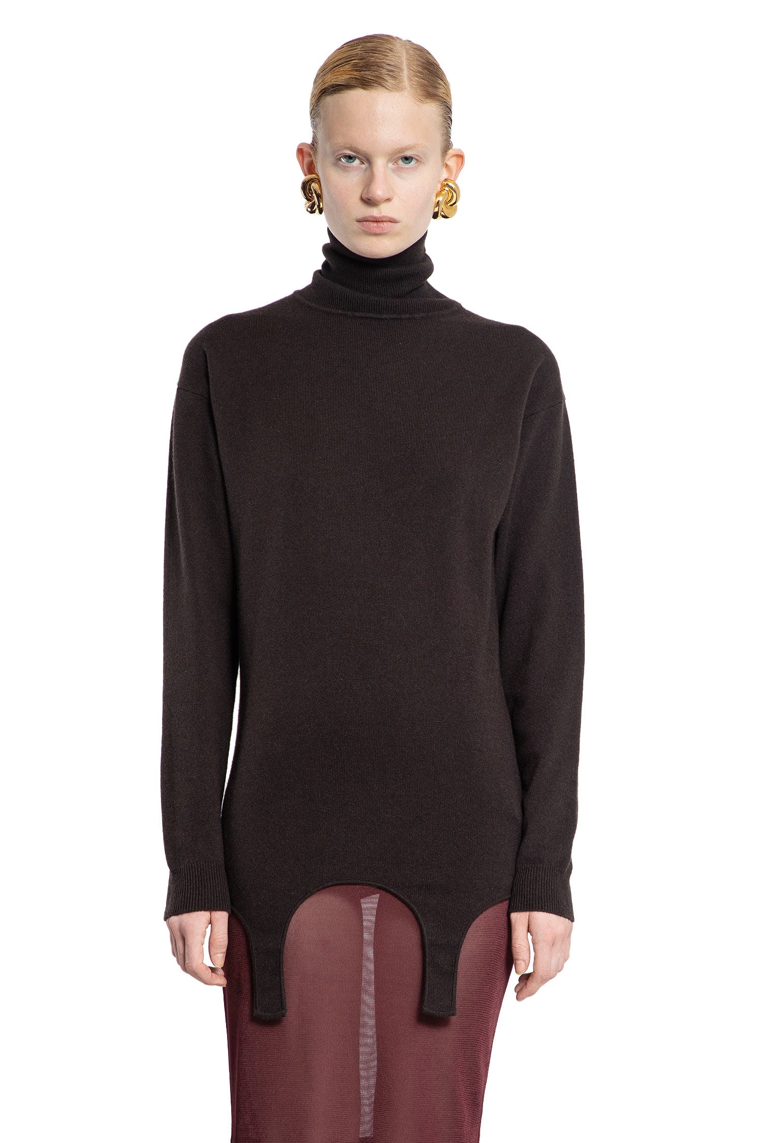 SAINT LAURENT WOMAN BROWN KNITWEAR