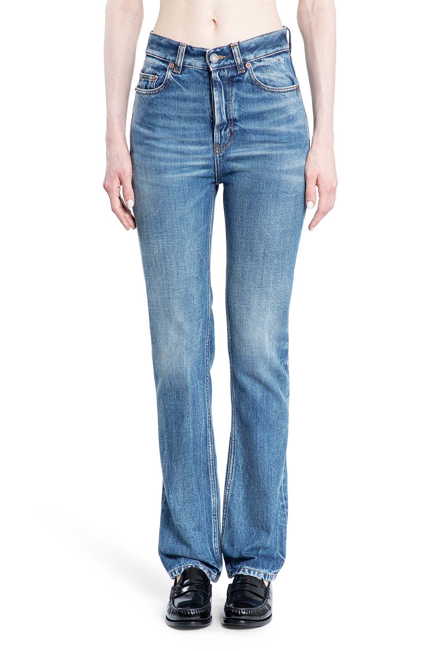 SAINT LAURENT WOMAN BLUE JEANS