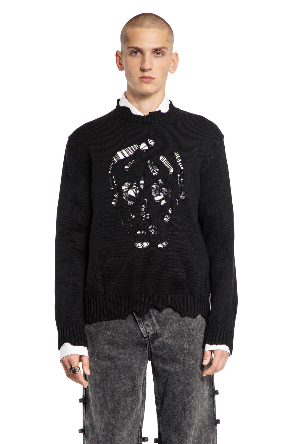 ALEXANDER MCQUEEN MAN BLACK KNITWEAR