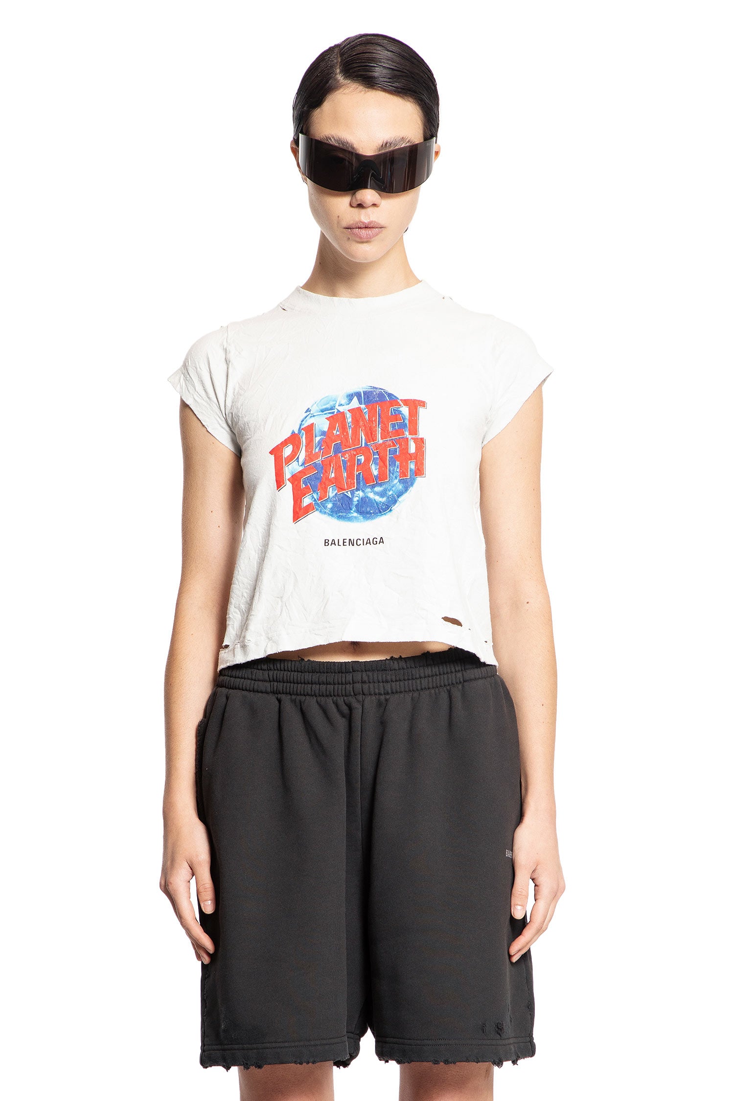 BALENCIAGA WOMAN OFF-WHITE T-SHIRTS & TANK TOPS