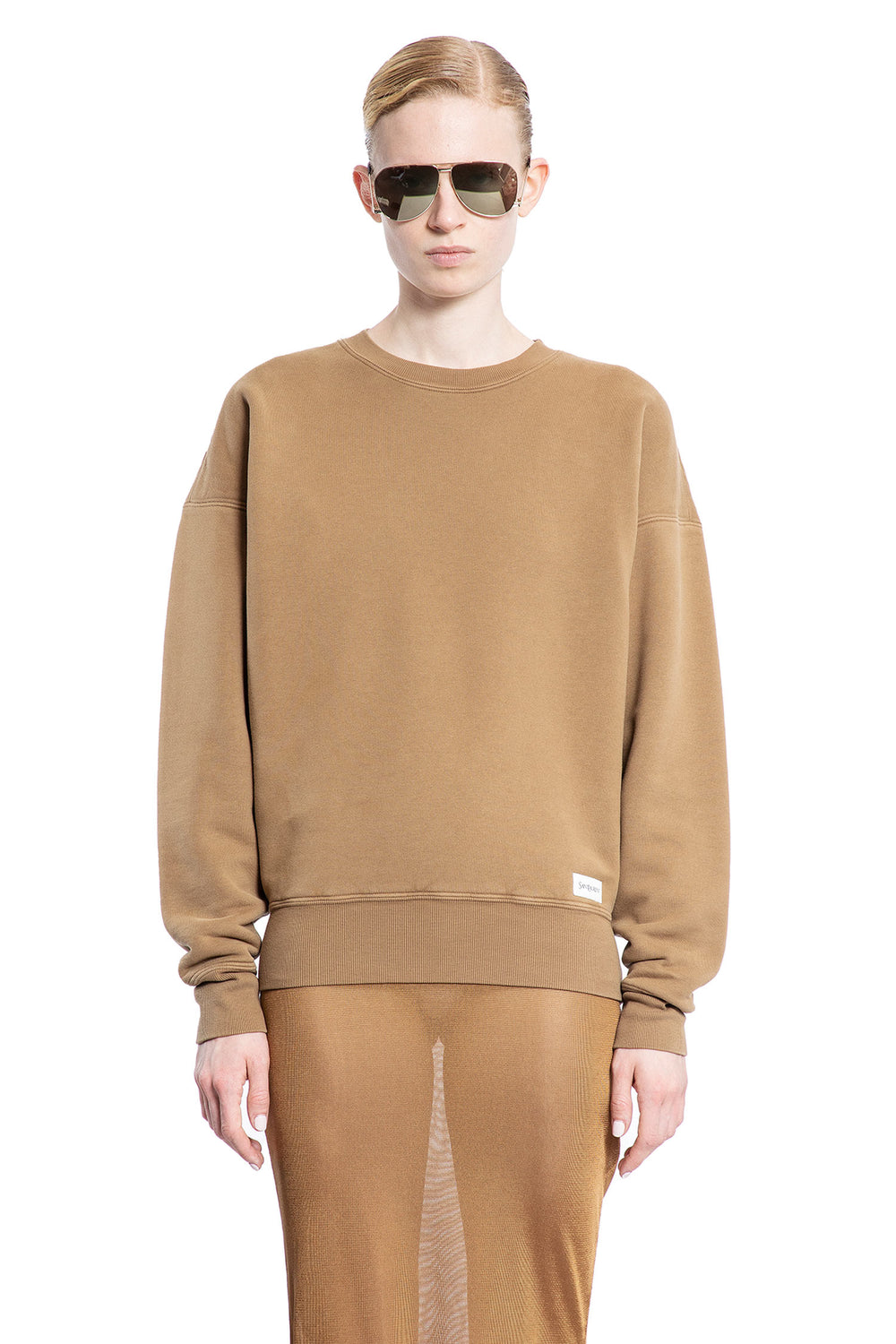 SAINT LAURENT WOMAN BEIGE SWEATSHIRTS