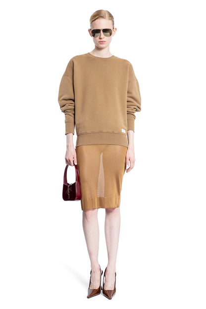 SAINT LAURENT WOMAN BEIGE SWEATSHIRTS