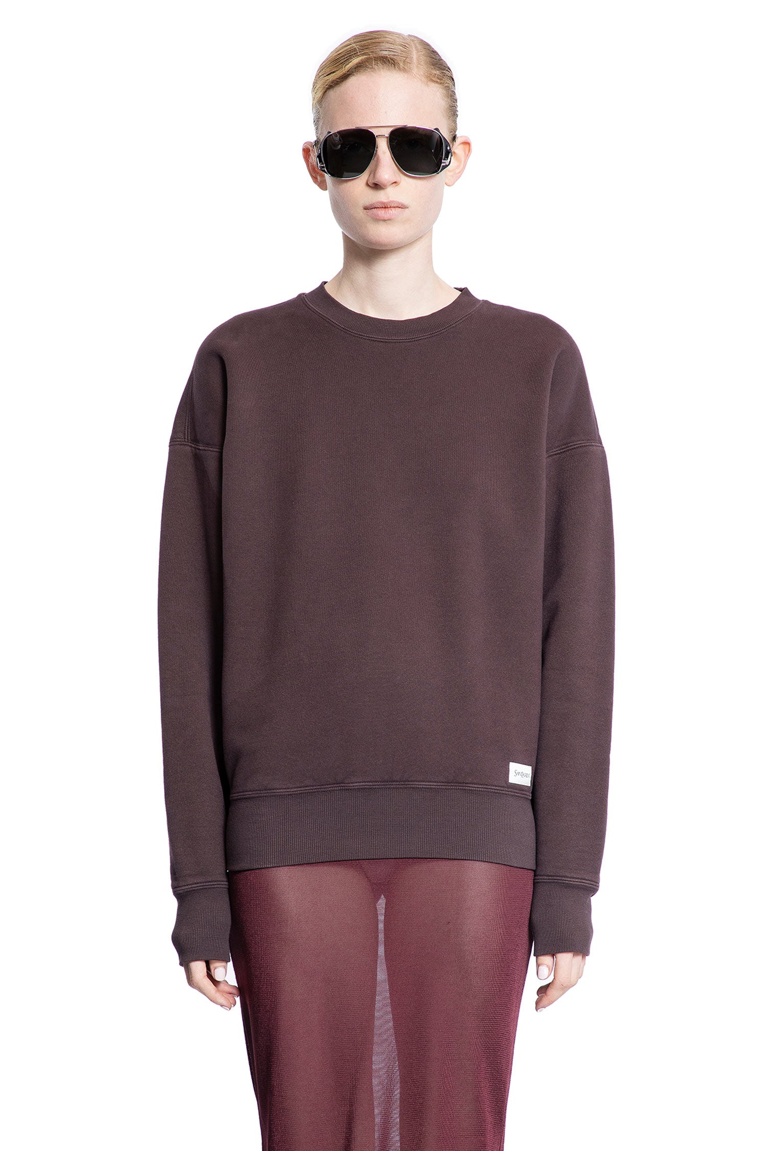 SAINT LAURENT WOMAN BROWN SWEATSHIRTS