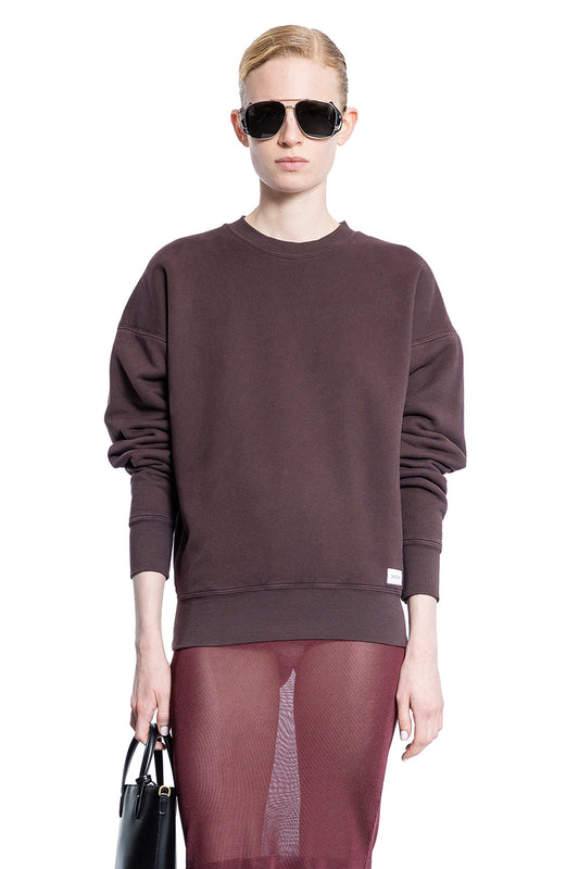 SAINT LAURENT WOMAN BROWN SWEATSHIRTS