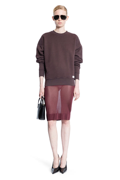 SAINT LAURENT WOMAN BROWN SWEATSHIRTS