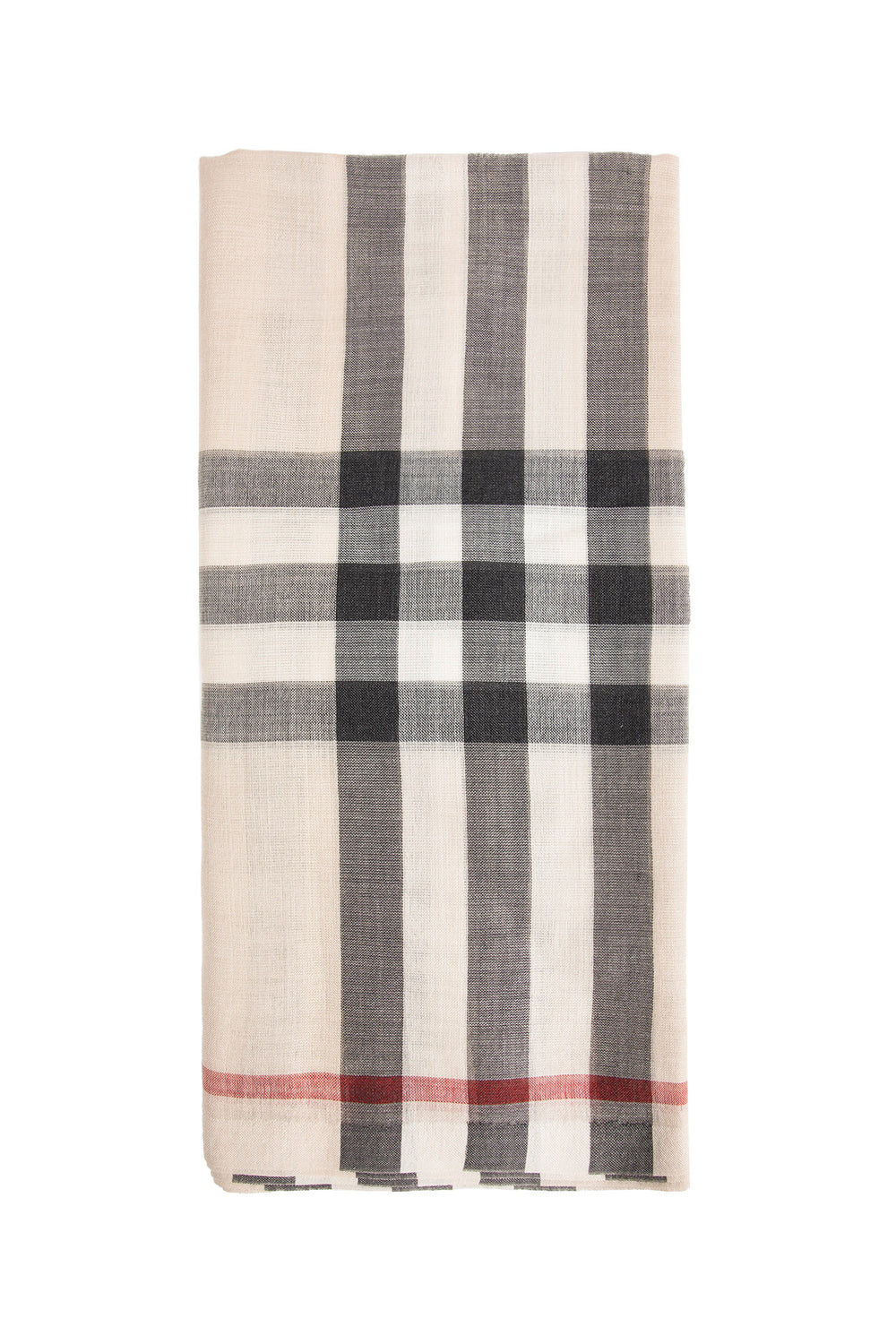 Wide Check Wool Silk Scarf