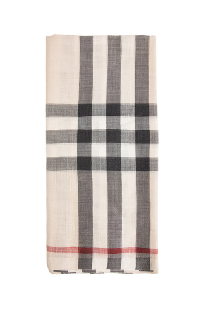 Wide Check Wool Silk Scarf