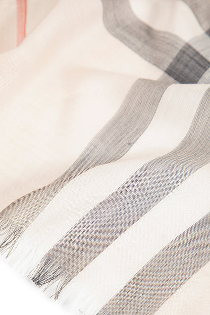 Wide Check Wool Silk Scarf