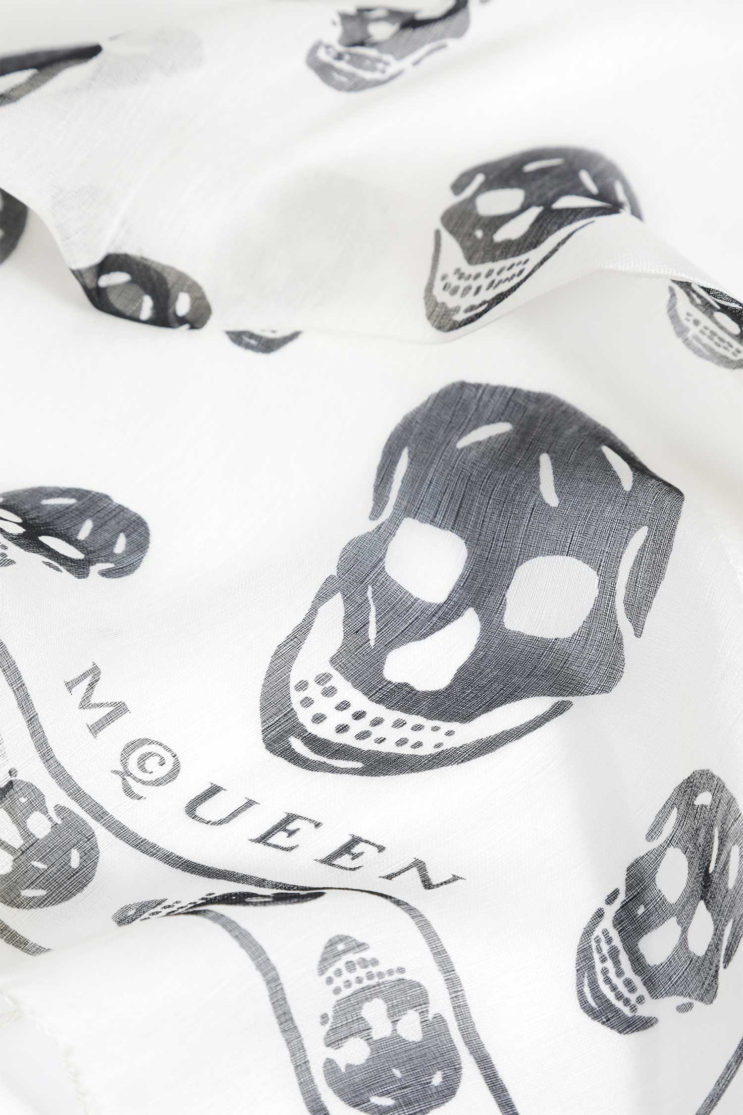 MCQUEEN Classic Silk Chiffon Skull Scarf woman