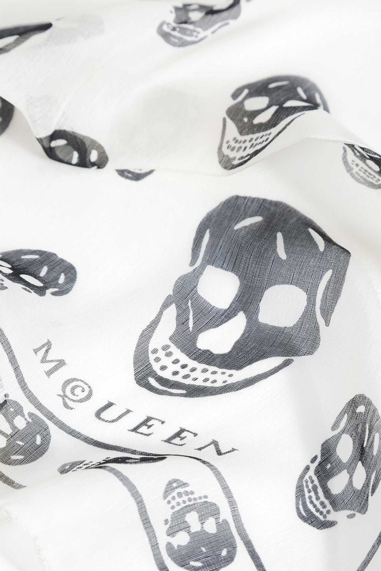 
              MCQUEEN Classic Silk Chiffon Skull Scarf woman
            