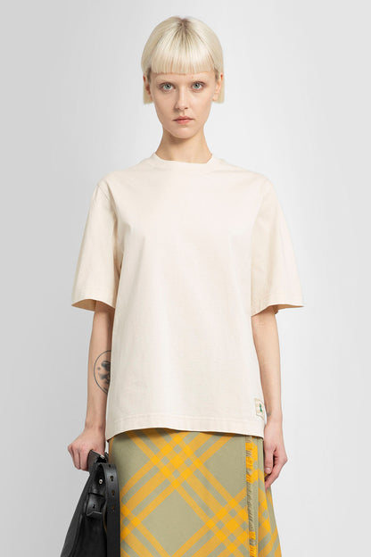 BURBERRY WOMAN OFF-WHITE T-SHIRTS & TANK TOPS