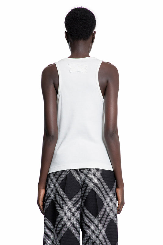 BURBERRY WOMAN WHITE T-SHIRTS & TANK TOPS