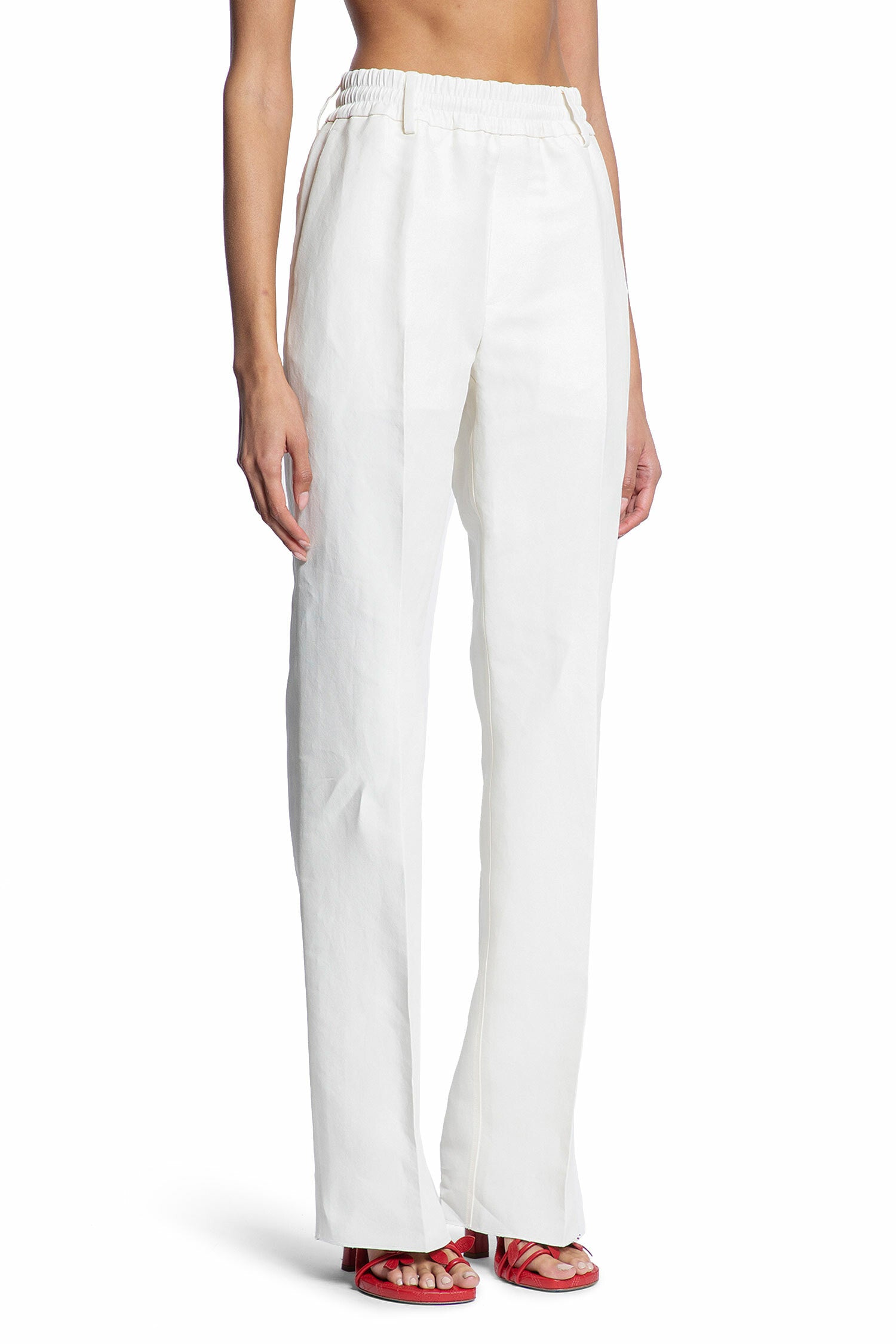 BURBERRY WOMAN OFF-WHITE TROUSERS