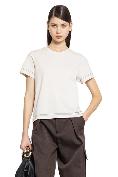 BURBERRY WOMAN OFF-WHITE T-SHIRTS & TANK TOPS