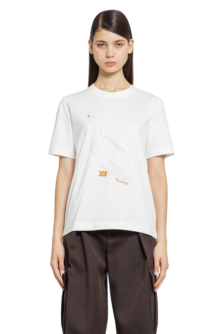 BURBERRY WOMAN WHITE T-SHIRTS & TANK TOPS