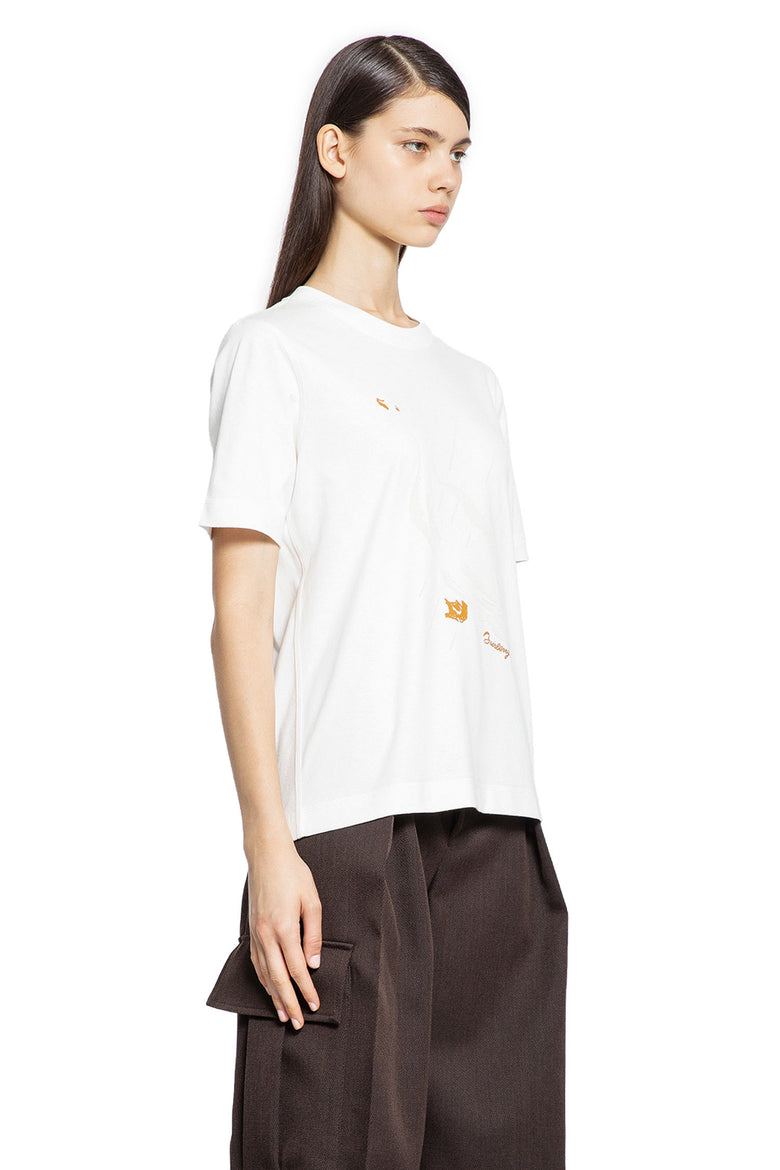 BURBERRY WOMAN WHITE T-SHIRTS & TANK TOPS