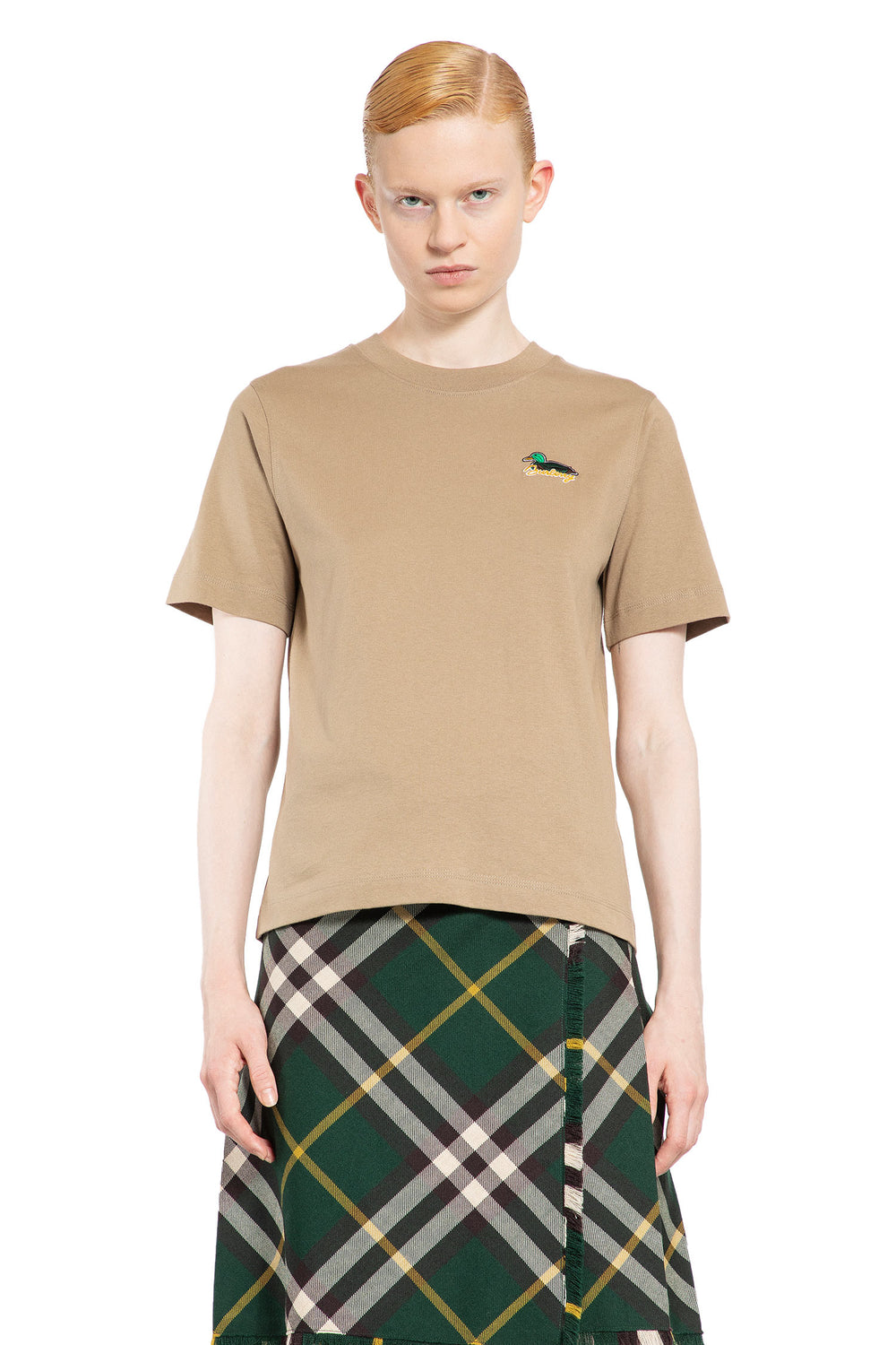 BURBERRY WOMAN BEIGE T-SHIRTS & TANK TOPS