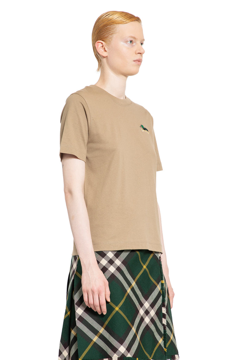 BURBERRY WOMAN BEIGE T-SHIRTS & TANK TOPS