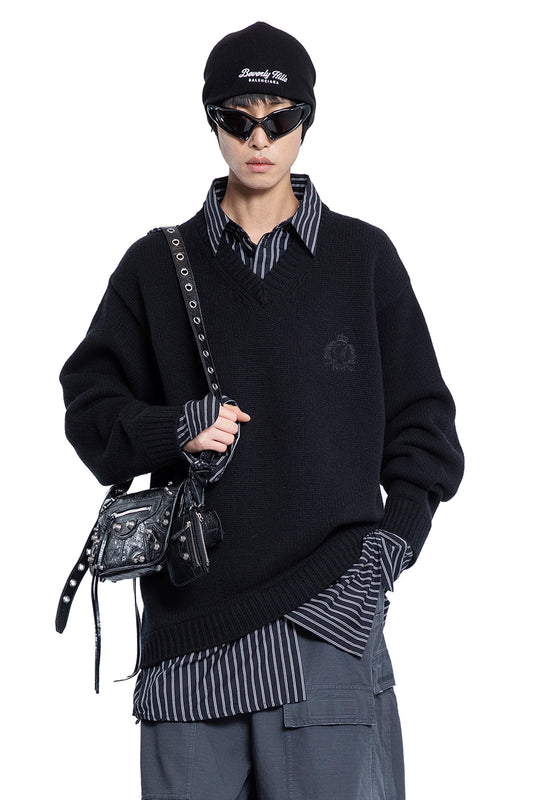 BALENCIAGA MAN BLACK&WHITE KNITWEAR