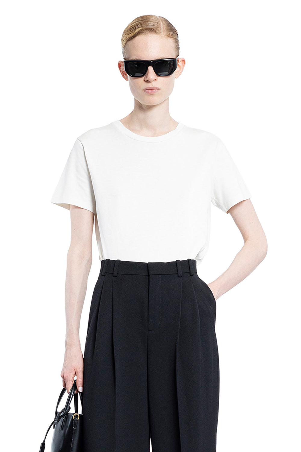 SAINT LAURENT WOMAN WHITE T-SHIRTS & TANK TOPS