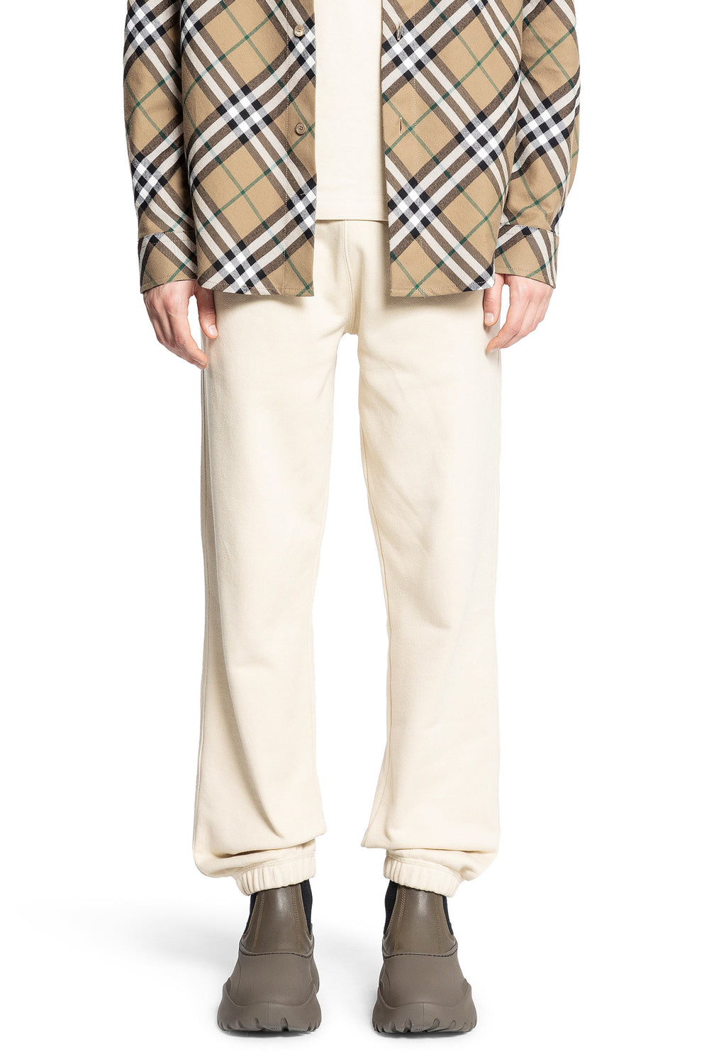 BURBERRY MAN OFF-WHITE TROUSERS