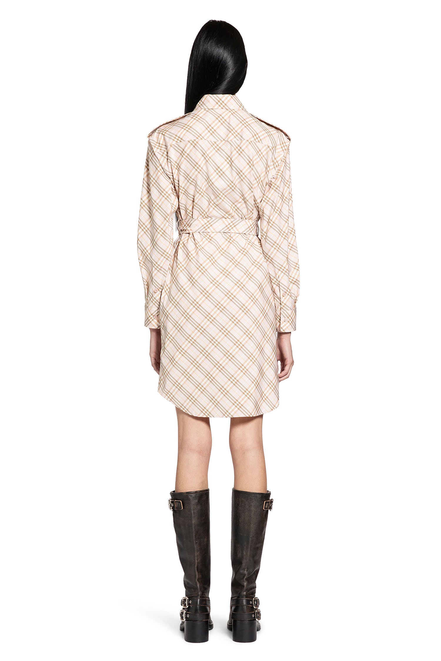 Check Cotton Poplin Shirt Dress