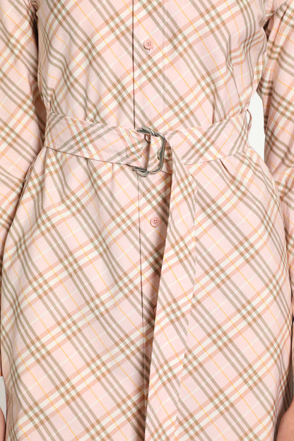 Check Cotton Poplin Shirt Dress