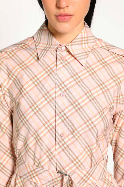 Check Cotton Poplin Shirt Dress