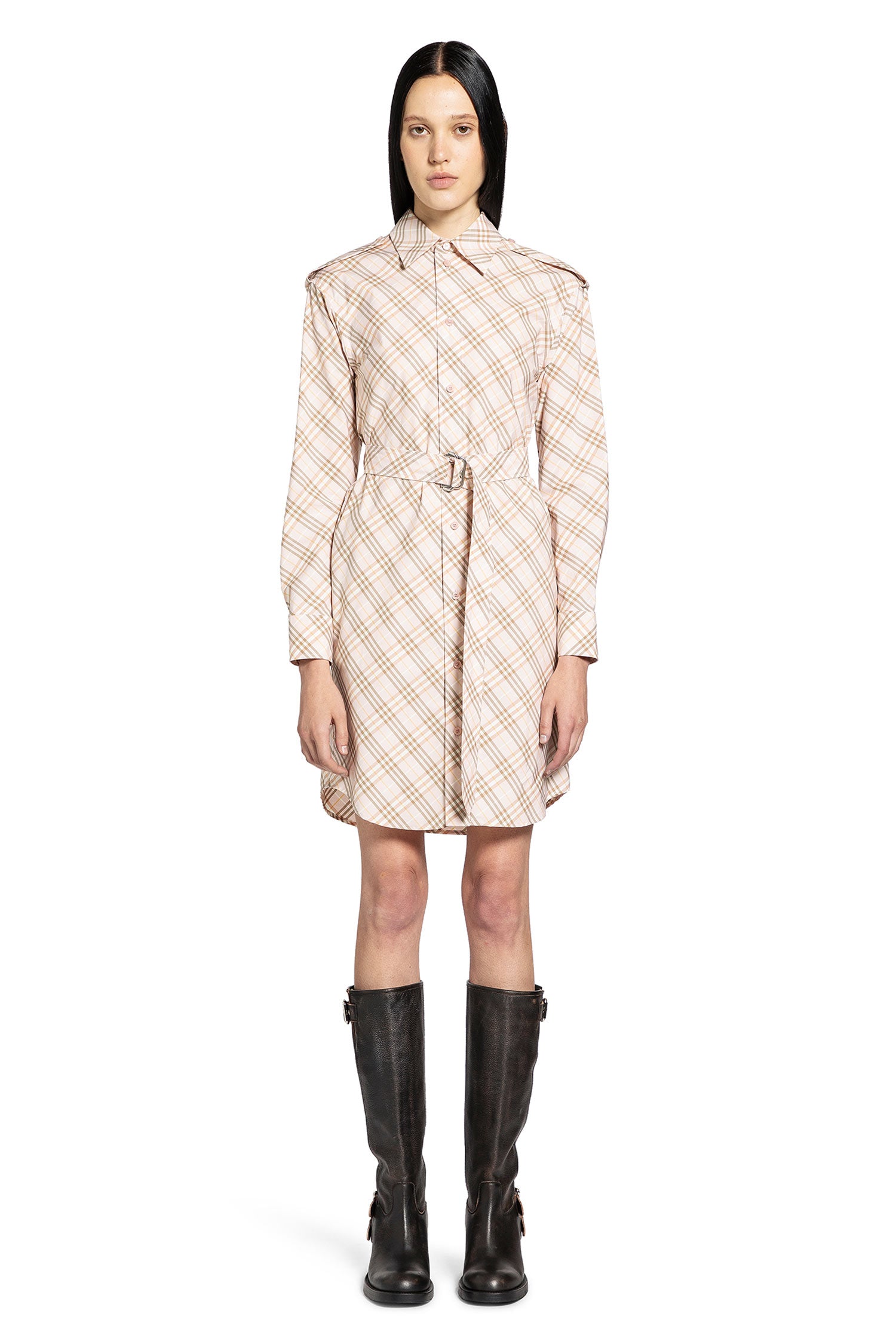 Check Cotton Poplin Shirt Dress