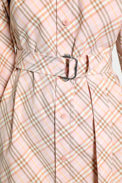 Check Cotton Poplin Shirt Dress