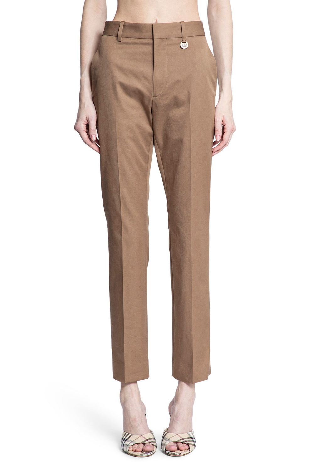 BURBERRY WOMAN BROWN TROUSERS