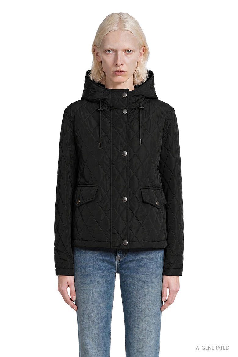 BURBERRY Cropped Quilted Nylon Hooded Jacket woman