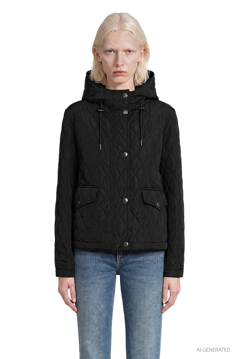 BURBERRY Cropped Quilted Nylon Hooded Jacket woman