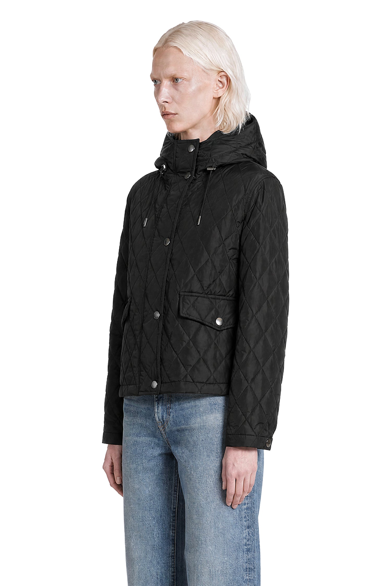 Cropped Quilted Nylon Hooded Jacket