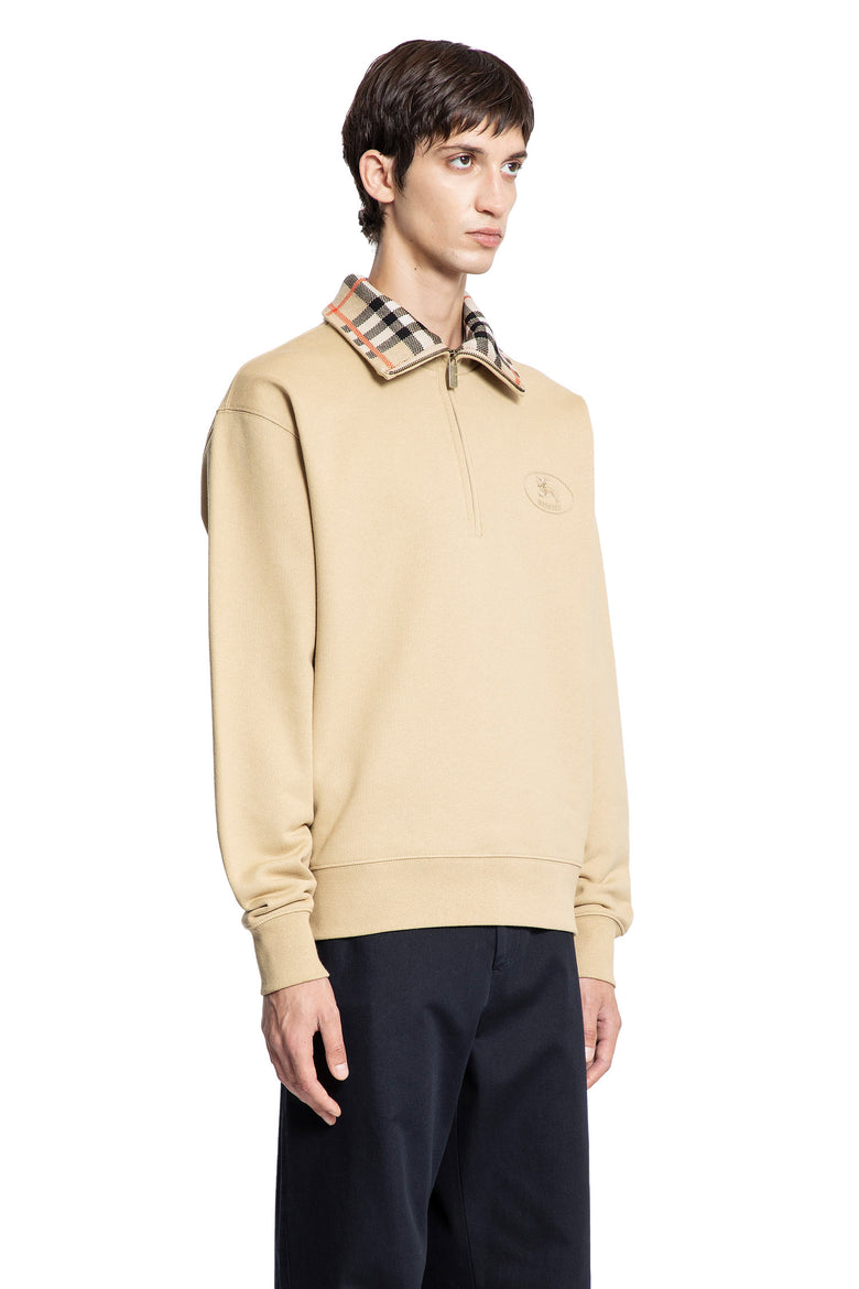 Check Collar Cotton Half-zip Sweatshirt