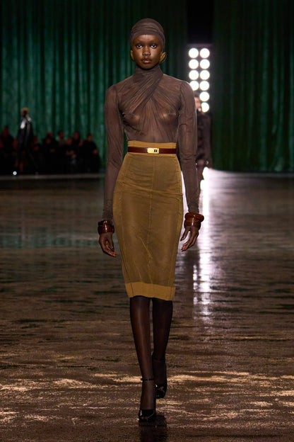 SAINT LAURENT WOMAN BROWN SKIRTS