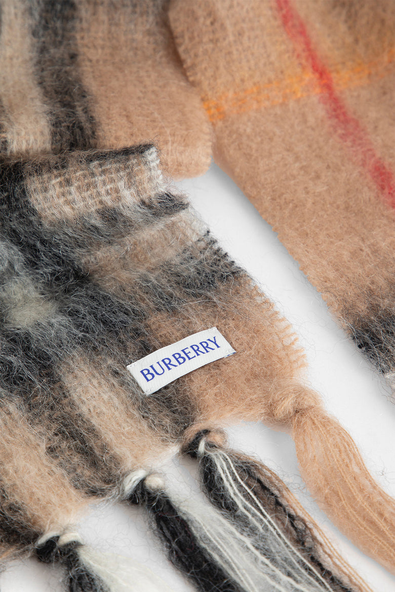 Check Mohair Wool Scarf