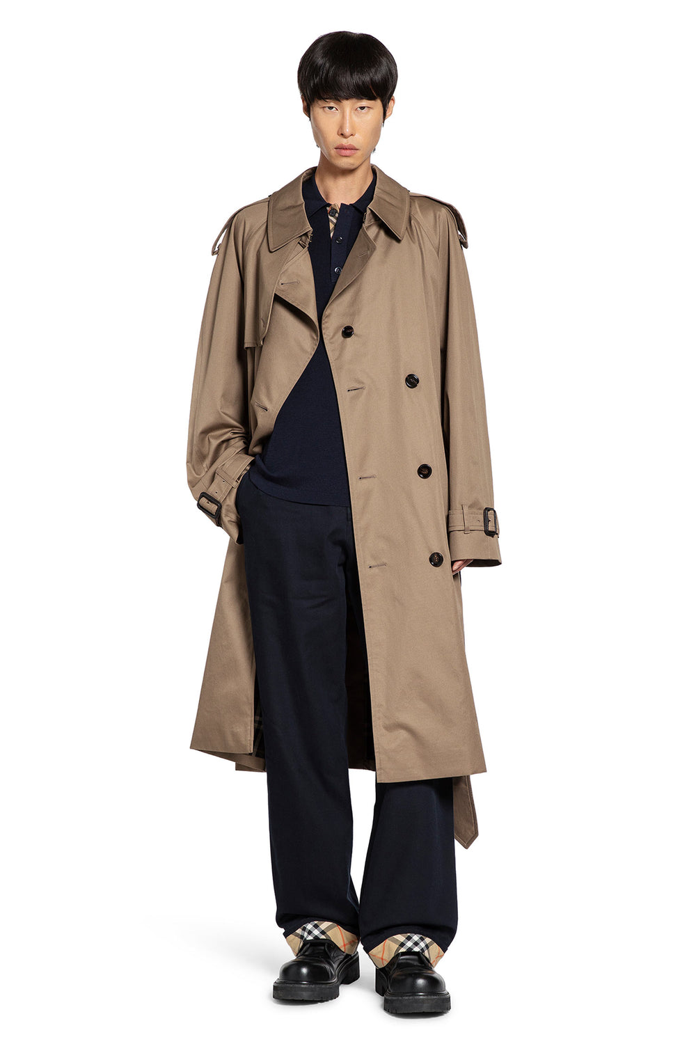 Long Gabardine Trench Coat