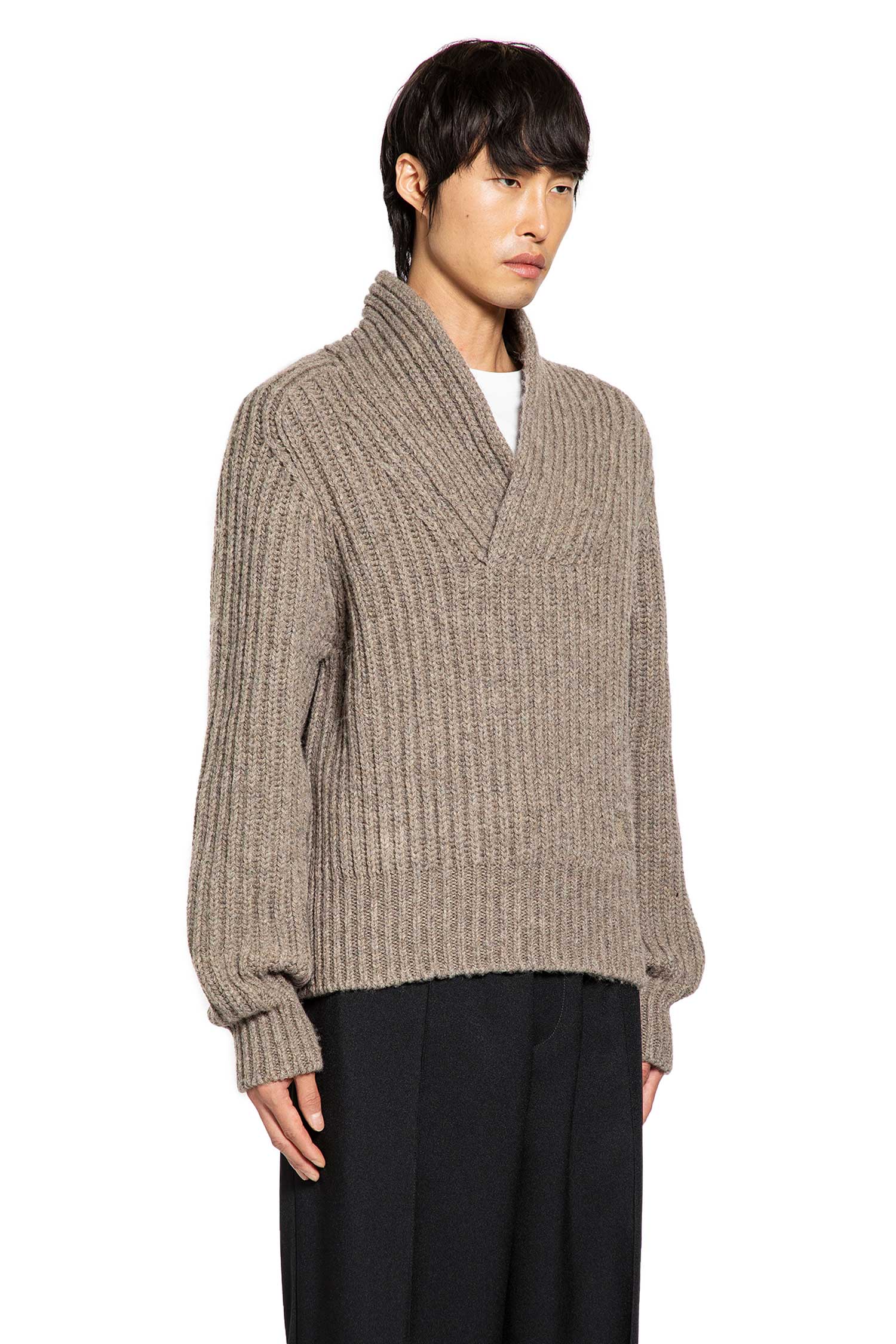 Shawl Collar Wool Sweater - Antonioli.eu