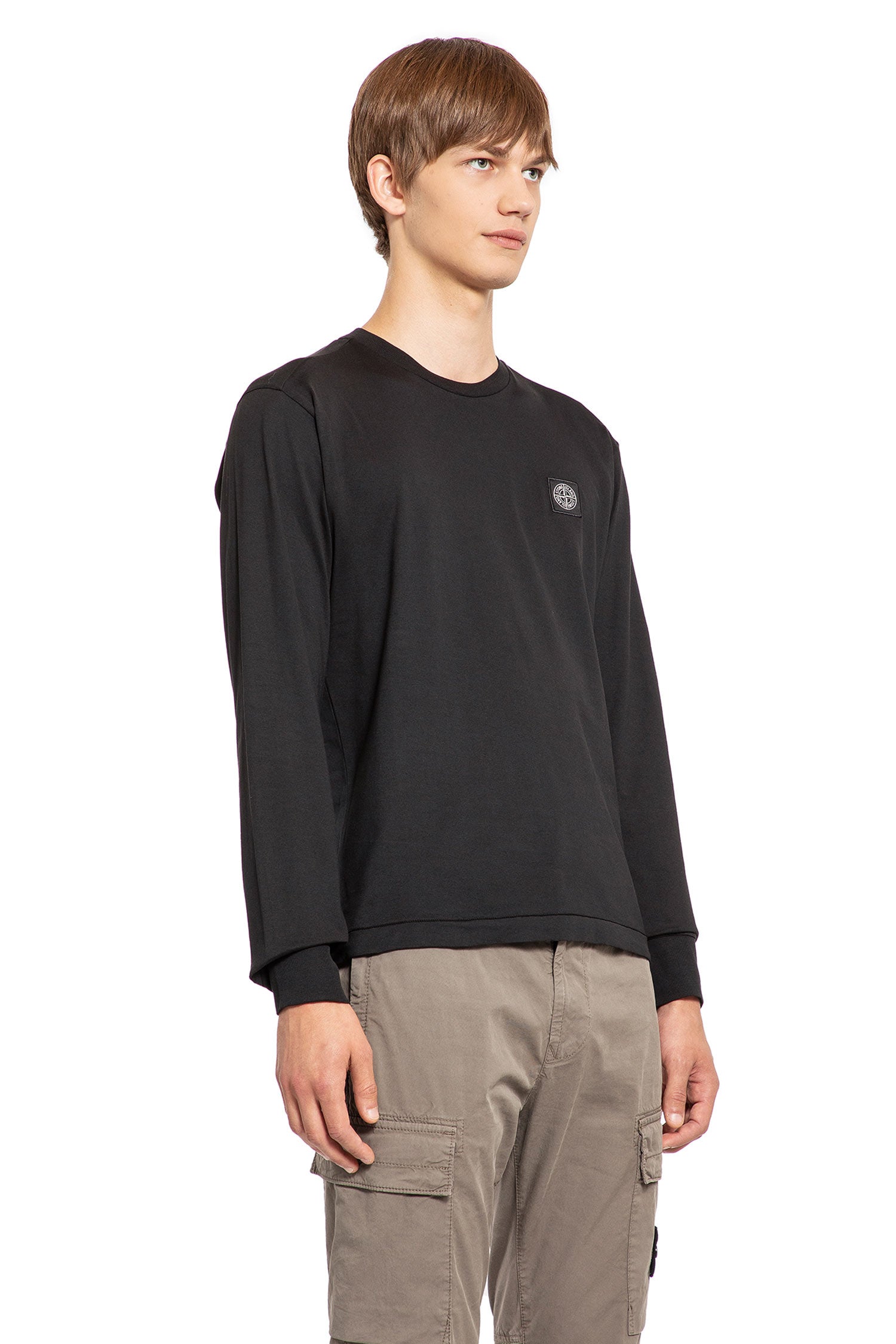 STONE ISLAND MAN BLACK T-SHIRTS